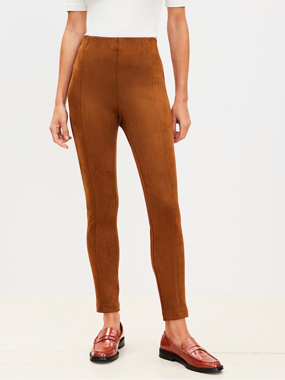 NWT LOFT Brown Faux-Suede Leggings